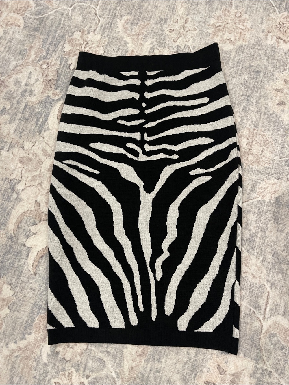Hera Collection Black and White Zebra-Print Pencil Skirt